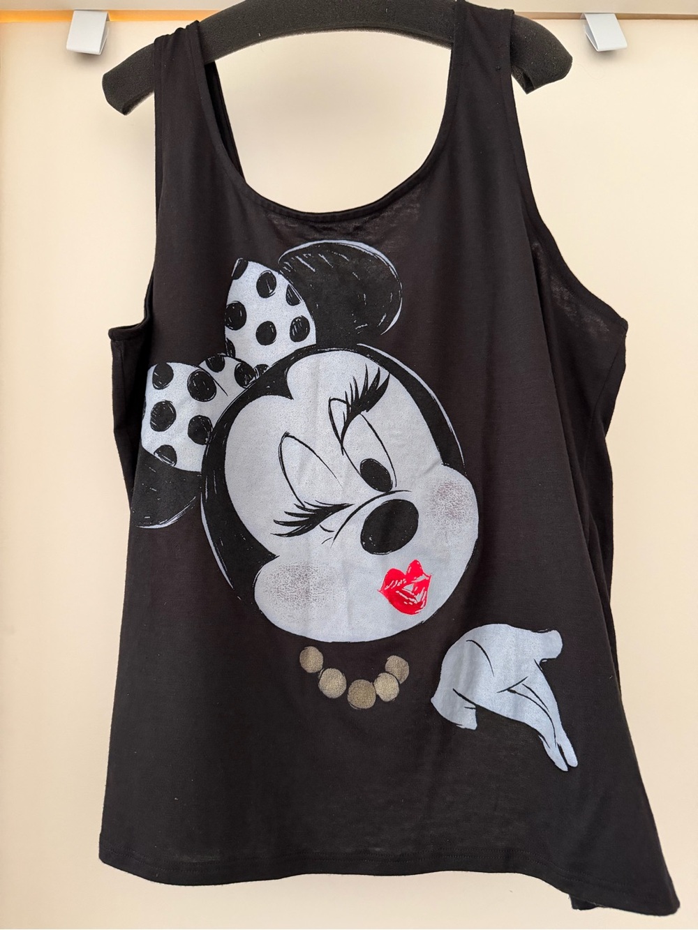 Black Minnie Mouse Graphic Tank Top for Women XL- open back